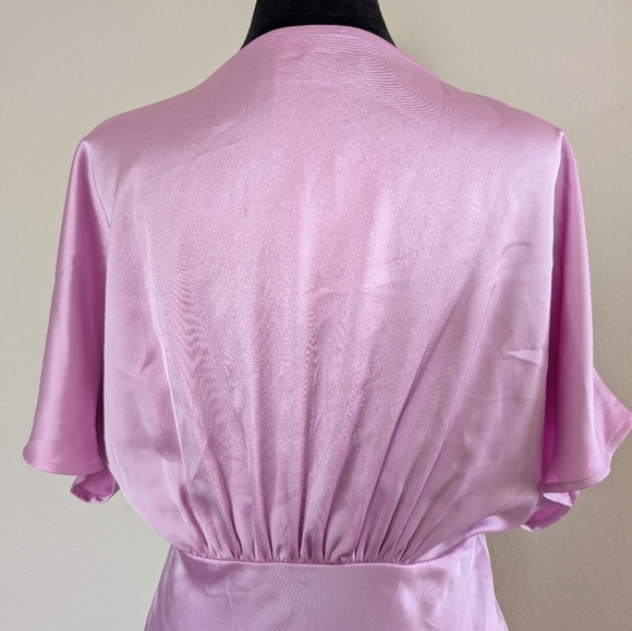 BHLDN Leila Stretch Satin Deep-V Midi Dress Medium - Picture 6 of 10